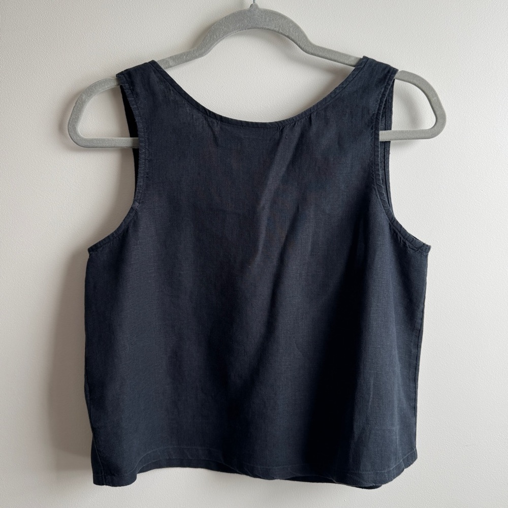 Tahari Black Linen Tank Top Women's Size M - Picture 4 of 7